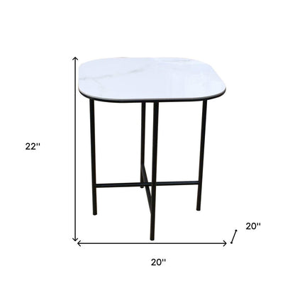 22" White And Black Ceramic And Metal Square End Table HomeRoots