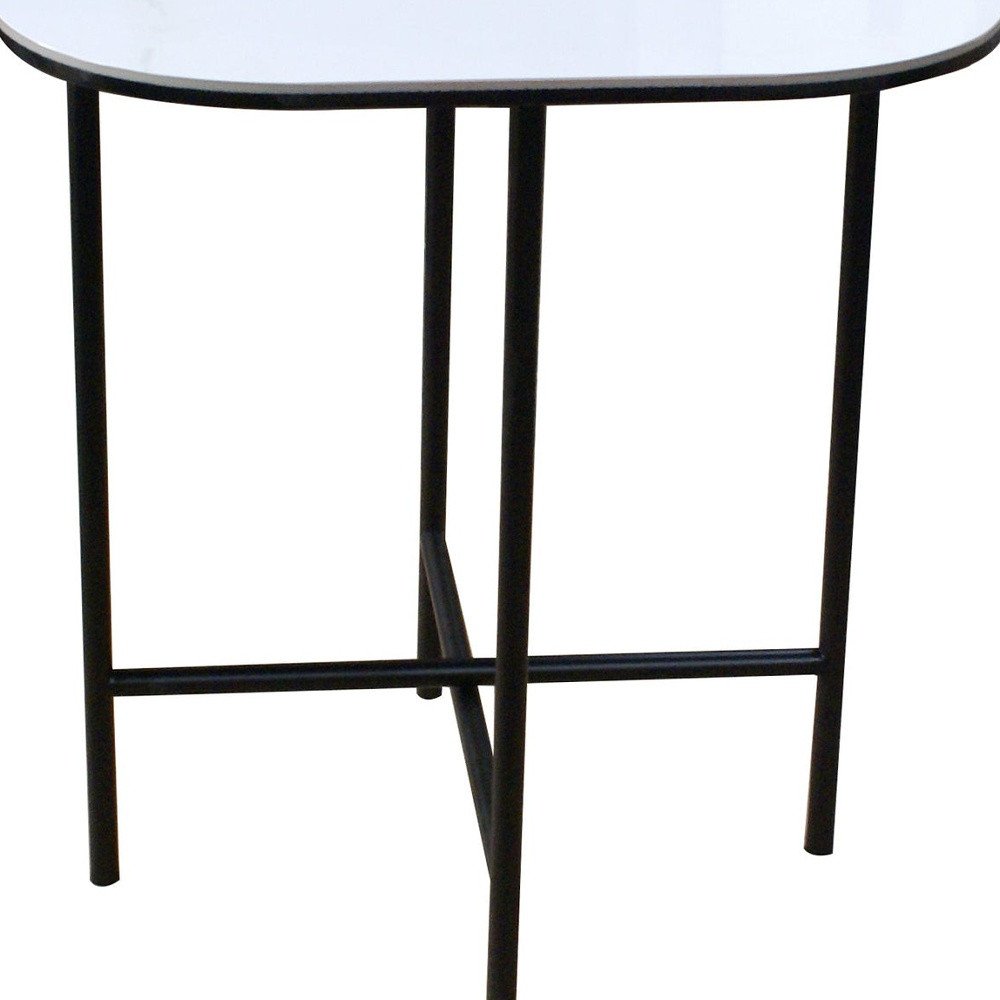 22" White And Black Ceramic And Metal Square End Table HomeRoots