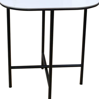 22" White And Black Ceramic And Metal Square End Table HomeRoots