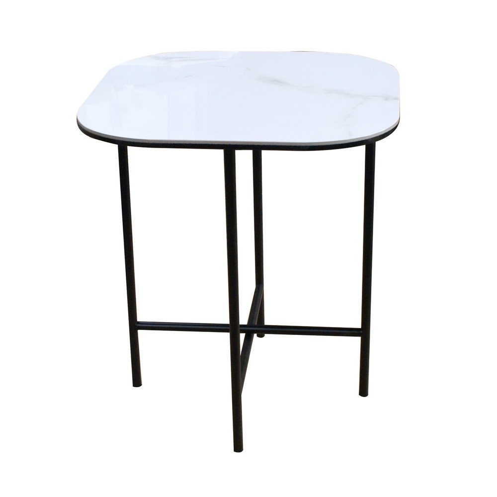 22" White And Black Ceramic And Metal Square End Table HomeRoots
