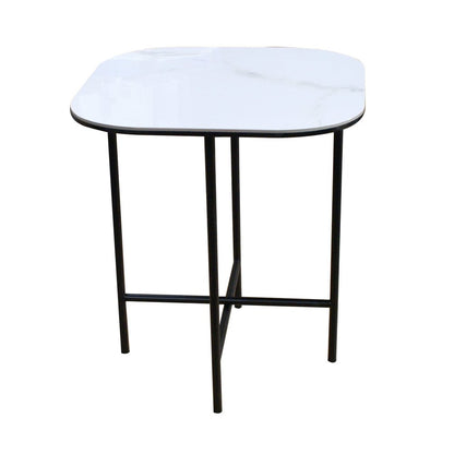22" White And Black Ceramic And Metal Square End Table HomeRoots