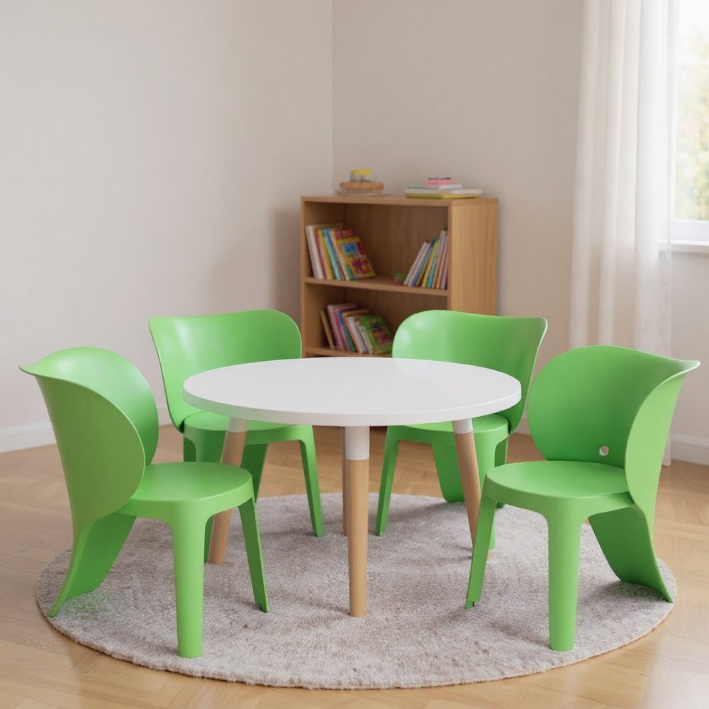 Set Of Four Green Heavy Duty Plastic Juvenile Chairs HomeRoots
