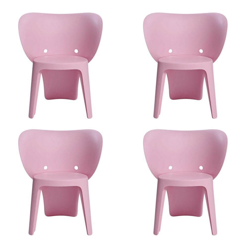 Set Of Four Pink Heavy Duty Plastic Juvenile Chairs HomeRoots
