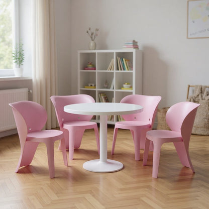 Set Of Four Pink Heavy Duty Plastic Juvenile Chairs HomeRoots