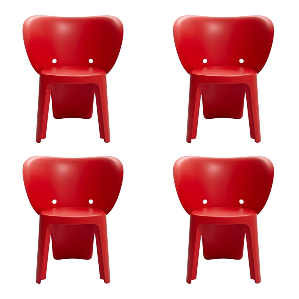 Set Of Four Red Heavy Duty Plastic Juvenile Chairs HomeRoots