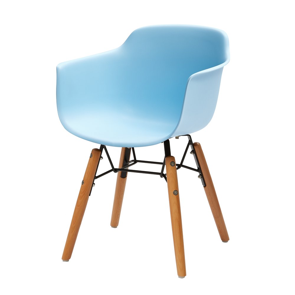 Set Of Four Blue And Brown Heavy Duty Plastic And Wood Juvenile Side Chairs HomeRoots