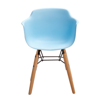Set Of Four Blue And Brown Heavy Duty Plastic And Wood Juvenile Side Chairs HomeRoots
