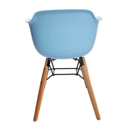 Set Of Four Blue And Brown Heavy Duty Plastic And Wood Juvenile Side Chairs HomeRoots