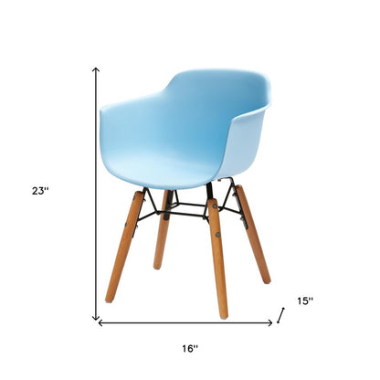 Set Of Four Blue And Brown Heavy Duty Plastic And Wood Juvenile Side Chairs HomeRoots