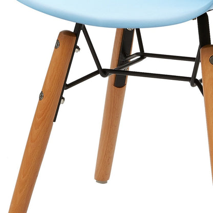 Set Of Four Blue And Brown Heavy Duty Plastic And Wood Juvenile Side Chairs HomeRoots