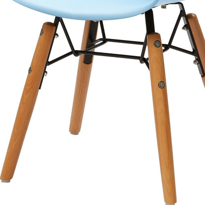 Set Of Four Blue And Brown Heavy Duty Plastic And Wood Juvenile Side Chairs HomeRoots