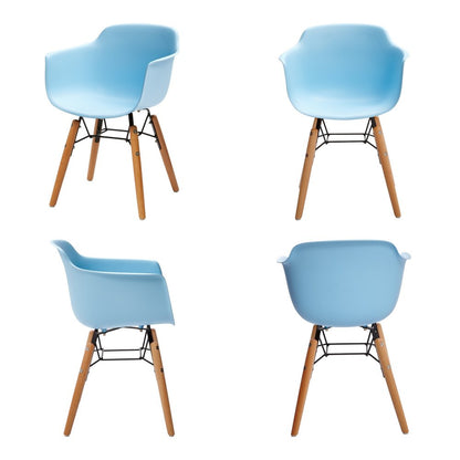 Set Of Four Blue And Brown Heavy Duty Plastic And Wood Juvenile Side Chairs HomeRoots