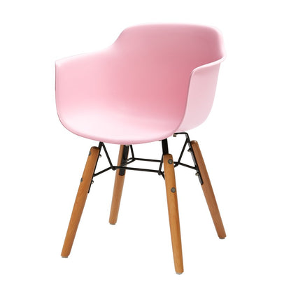 Set Of Four Pink And Brown Heavy Duty Plastic And Wood Juvenile Side Chairs HomeRoots