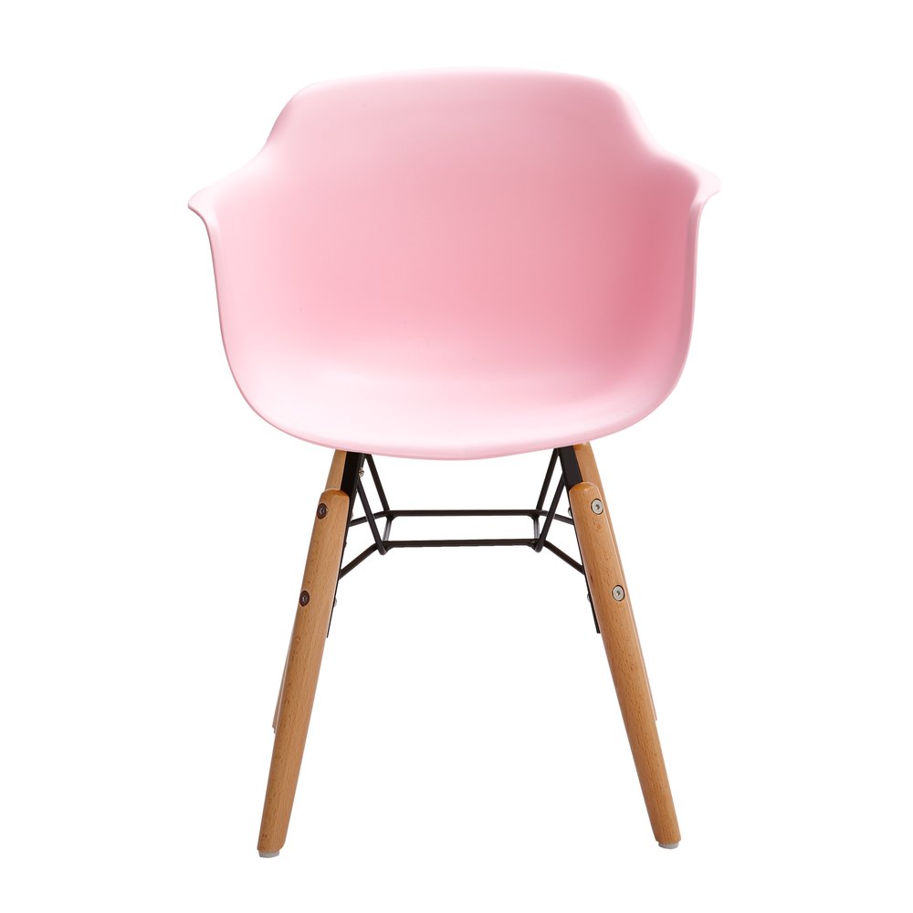 Set Of Four Pink And Brown Heavy Duty Plastic And Wood Juvenile Side Chairs HomeRoots