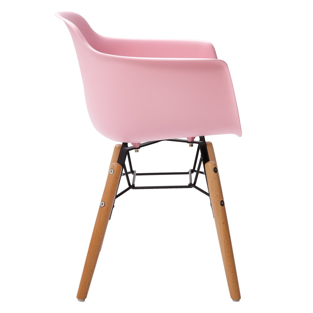 Set Of Four Pink And Brown Heavy Duty Plastic And Wood Juvenile Side Chairs HomeRoots