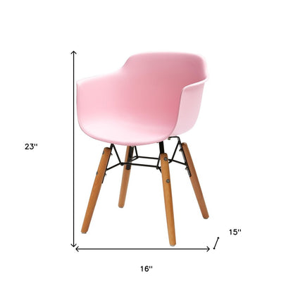 Set Of Four Pink And Brown Heavy Duty Plastic And Wood Juvenile Side Chairs HomeRoots