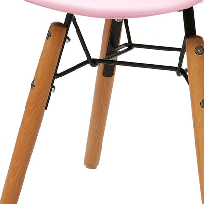 Set Of Four Pink And Brown Heavy Duty Plastic And Wood Juvenile Side Chairs HomeRoots