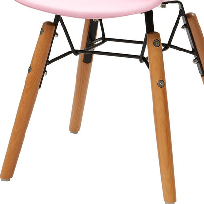 Set Of Four Pink And Brown Heavy Duty Plastic And Wood Juvenile Side Chairs HomeRoots