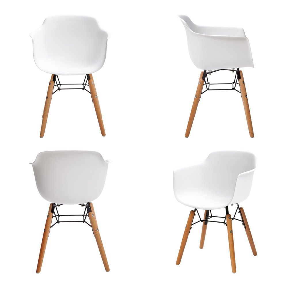 Set Of Four White And Brown Heavy Duty Plastic And Wood Juvenile Side Chairs HomeRoots