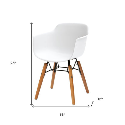Set Of Four White And Brown Heavy Duty Plastic And Wood Juvenile Side Chairs HomeRoots