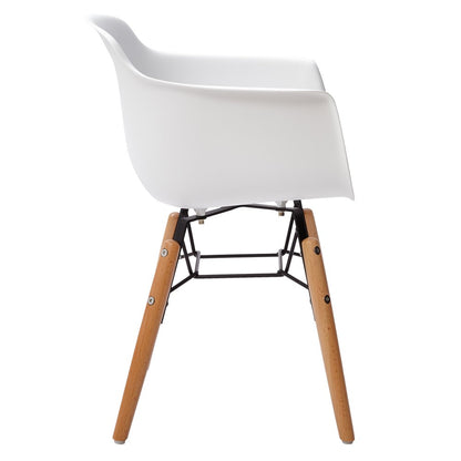 Set Of Four White And Brown Heavy Duty Plastic And Wood Juvenile Side Chairs HomeRoots