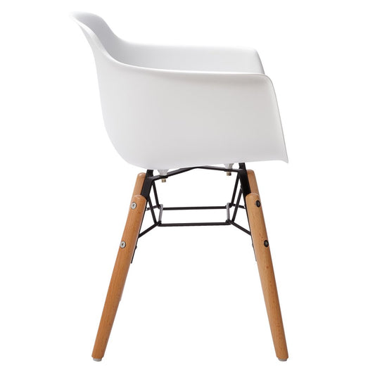 Set Of Four White And Brown Heavy Duty Plastic And Wood Juvenile Side Chairs HomeRoots
