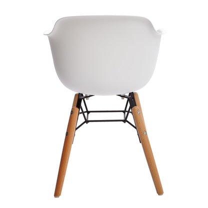Set Of Four White And Brown Heavy Duty Plastic And Wood Juvenile Side Chairs HomeRoots