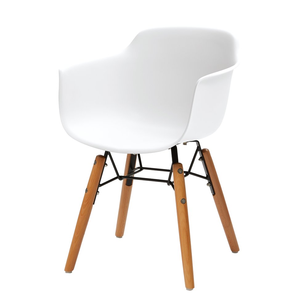 Set Of Four White And Brown Heavy Duty Plastic And Wood Juvenile Side Chairs HomeRoots