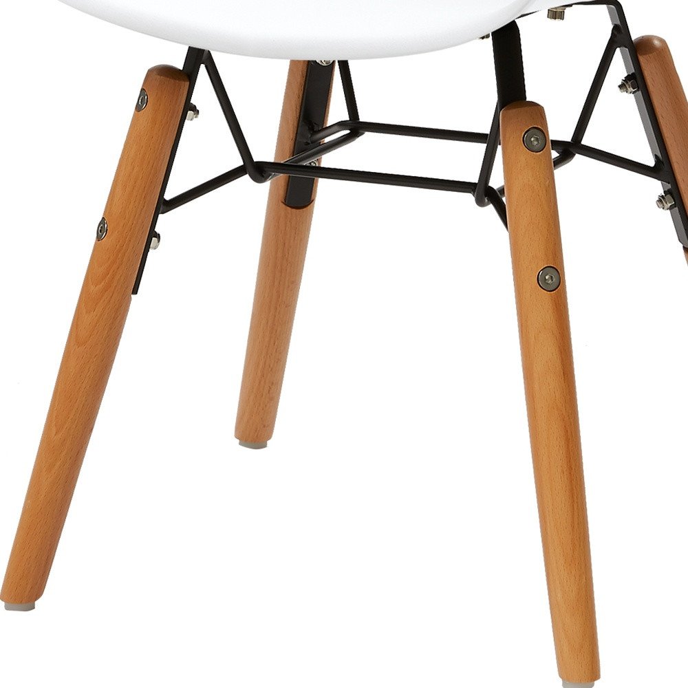 Set Of Four White And Brown Heavy Duty Plastic And Wood Juvenile Side Chairs HomeRoots