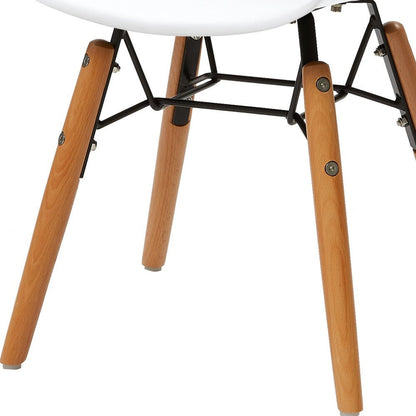 Set Of Four White And Brown Heavy Duty Plastic And Wood Juvenile Side Chairs HomeRoots