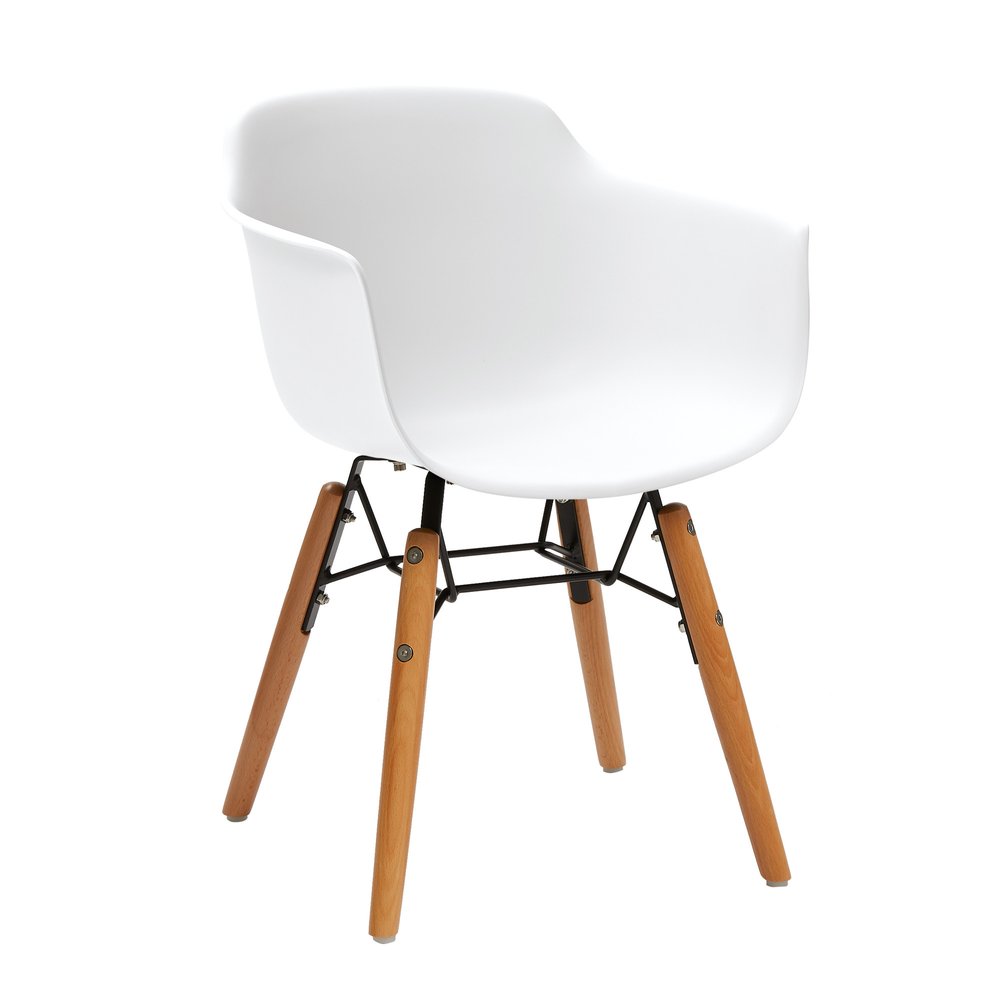 Set Of Four White And Brown Heavy Duty Plastic And Wood Juvenile Side Chairs HomeRoots