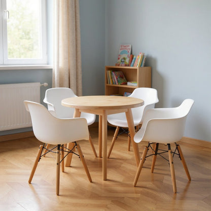 Set Of Four White And Brown Heavy Duty Plastic And Wood Juvenile Side Chairs HomeRoots