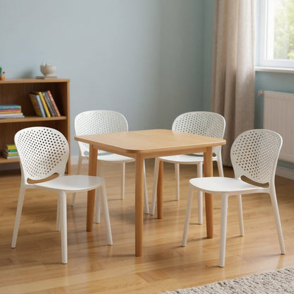 Set Of Four White Heavy Duty Plastic Juvenile Chairs HomeRoots
