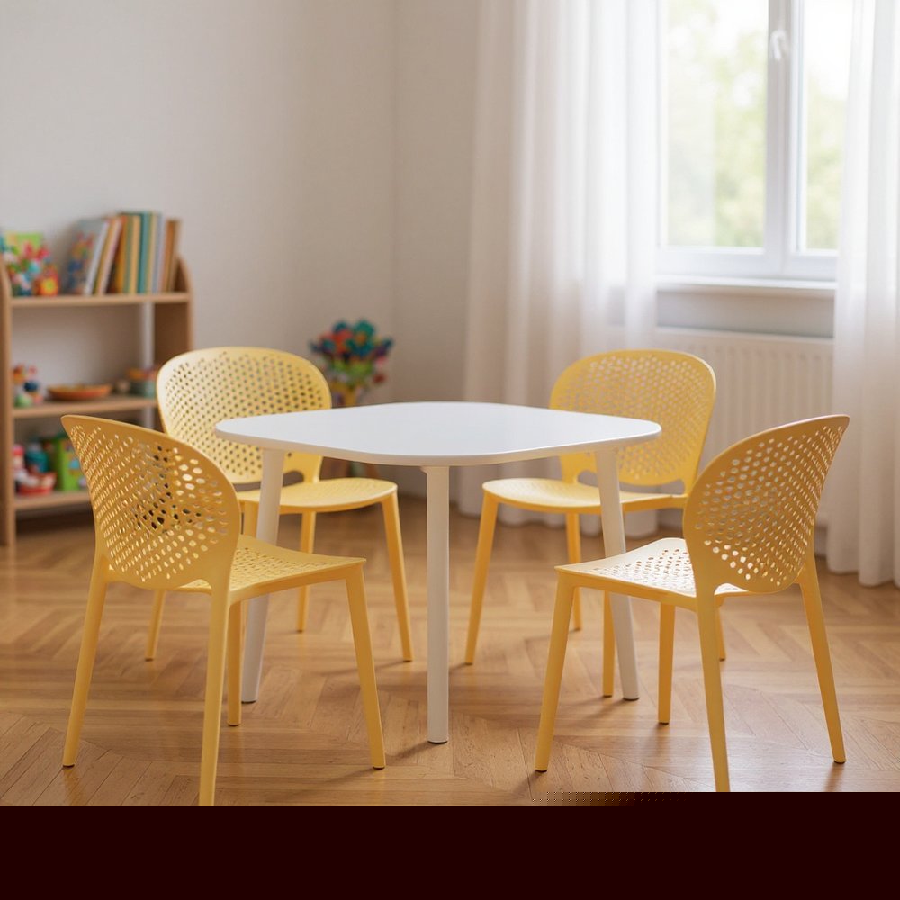 Set Of Four Yellow Heavy Duty Plastic Juvenile Chairs HomeRoots