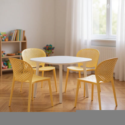 Set Of Four Yellow Heavy Duty Plastic Juvenile Chairs HomeRoots