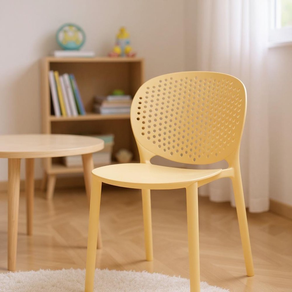 Set Of Four Yellow Heavy Duty Plastic Juvenile Chairs HomeRoots