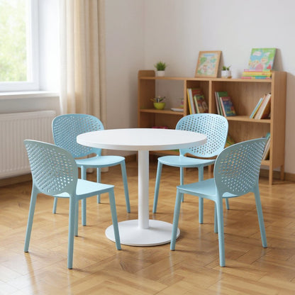 Set Of Four Aqua Blue Heavy Duty Plastic Juvenile Chairs HomeRoots