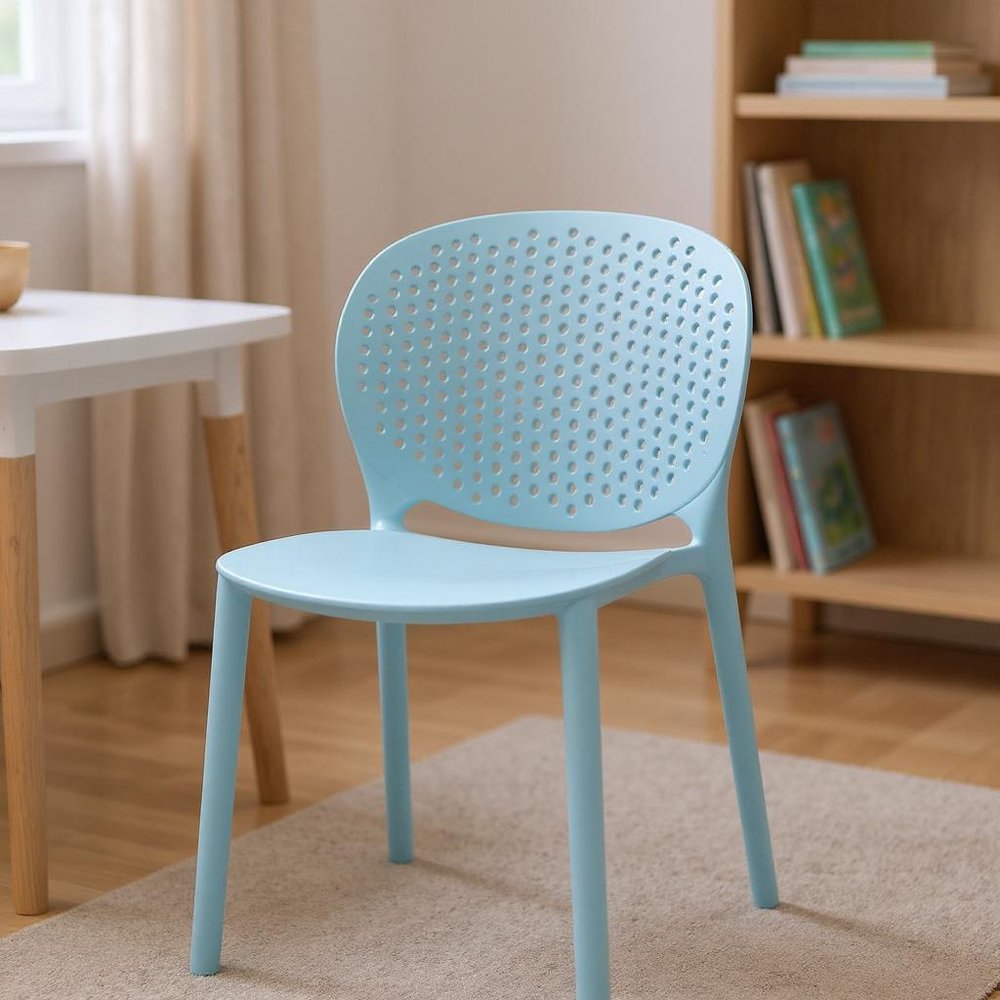 Set Of Four Aqua Blue Heavy Duty Plastic Juvenile Chairs HomeRoots