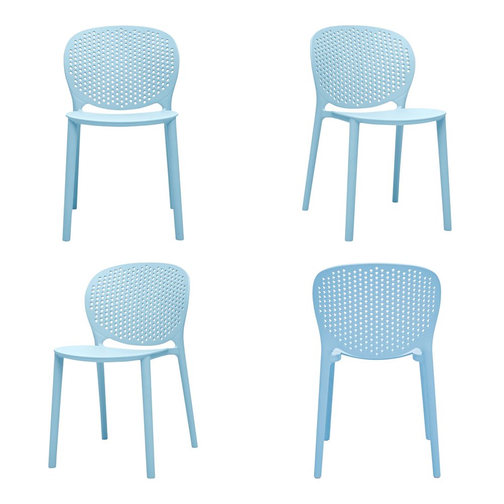 Set Of Four Aqua Blue Heavy Duty Plastic Juvenile Chairs HomeRoots