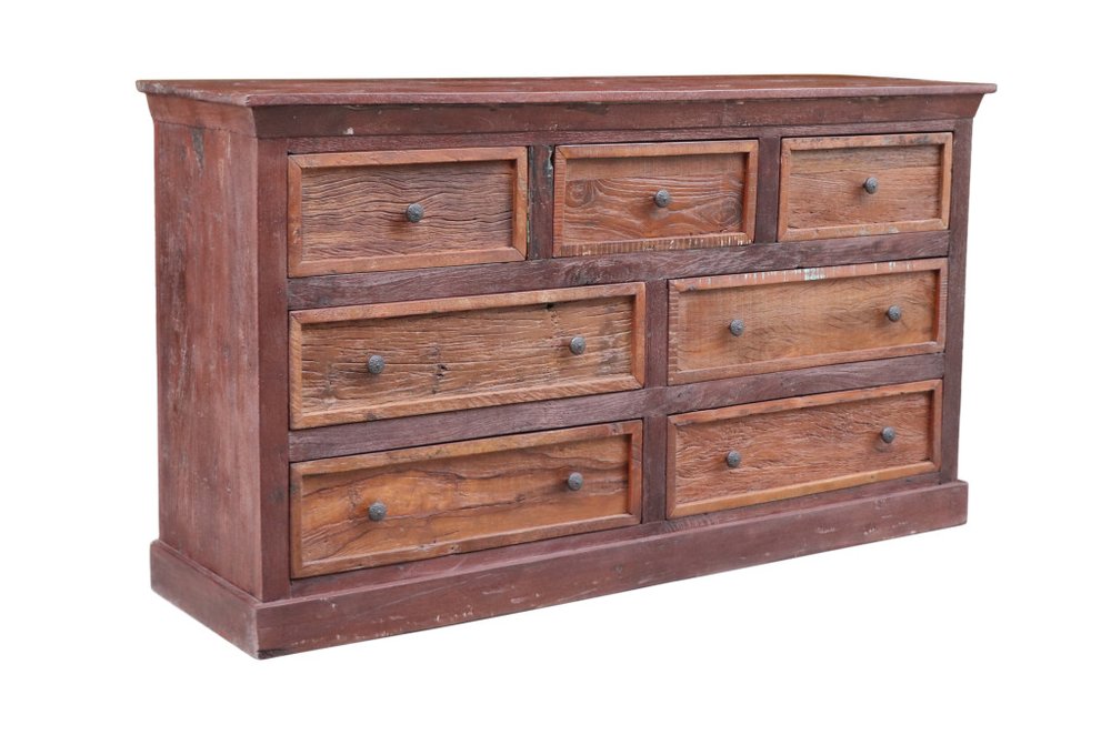 64" Brown Solid Wood Seven Drawer Double Dresser HomeRoots