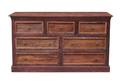 64" Brown Solid Wood Seven Drawer Double Dresser HomeRoots