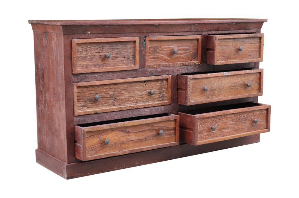 64" Brown Solid Wood Seven Drawer Double Dresser HomeRoots