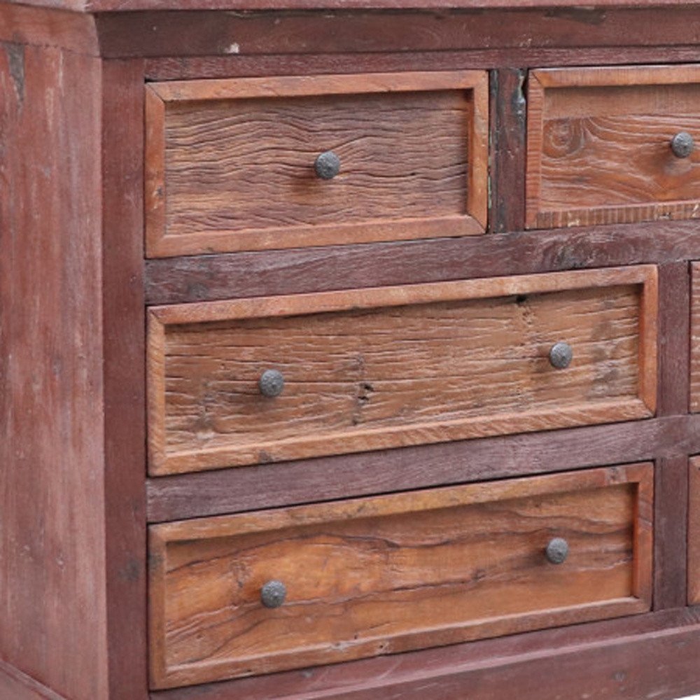 64" Brown Solid Wood Seven Drawer Double Dresser HomeRoots