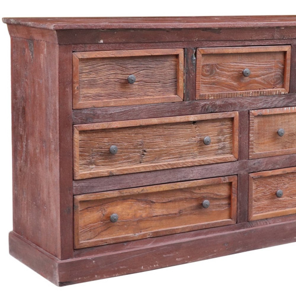 64" Brown Solid Wood Seven Drawer Double Dresser HomeRoots