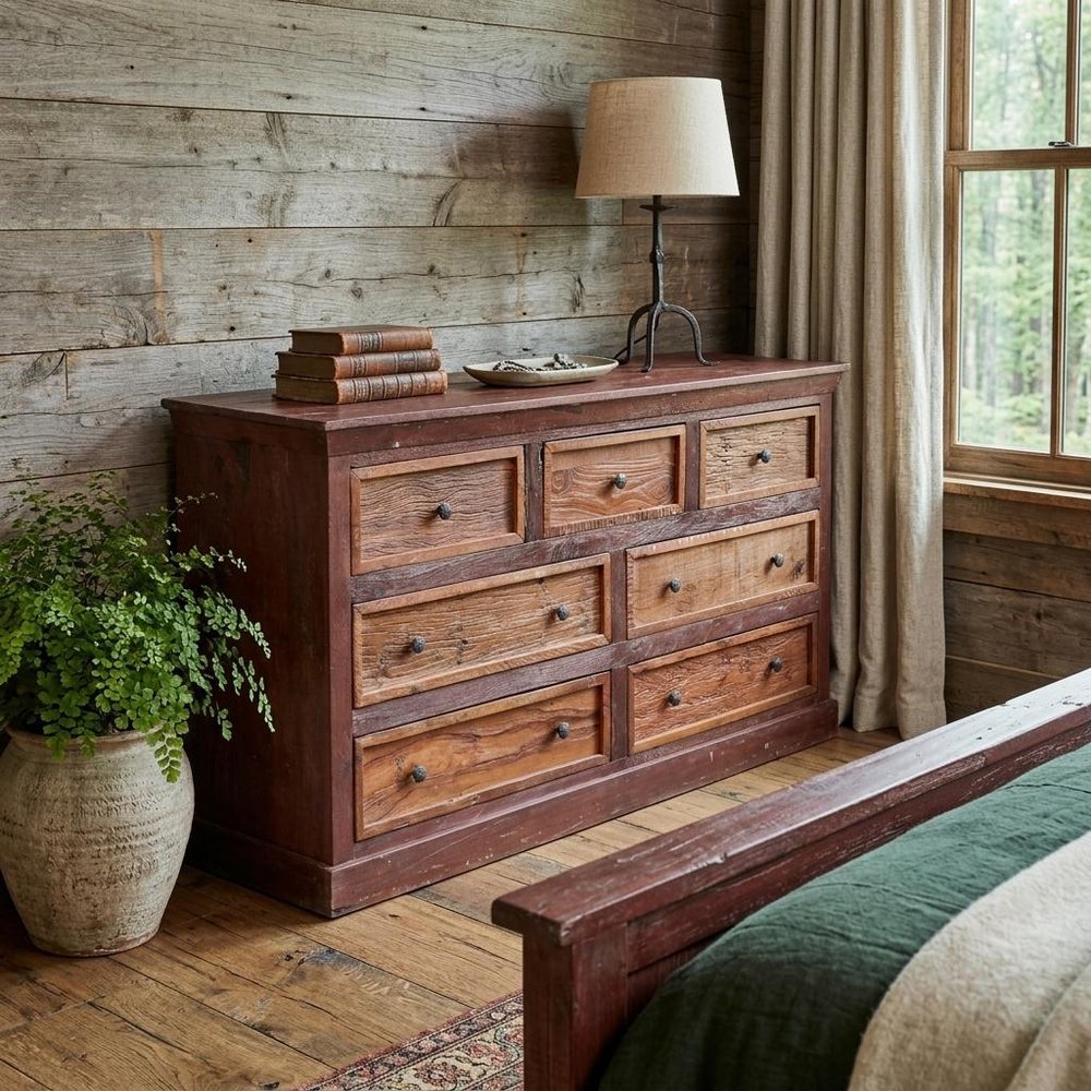 64" Brown Solid Wood Seven Drawer Double Dresser HomeRoots