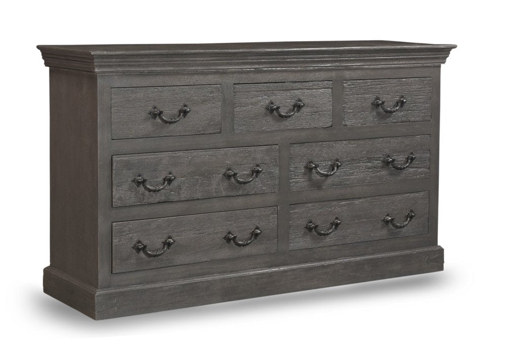 64" Brown Solid Wood Seven Drawer Double Dresser HomeRoots