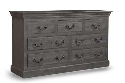64" Brown Solid Wood Seven Drawer Double Dresser HomeRoots