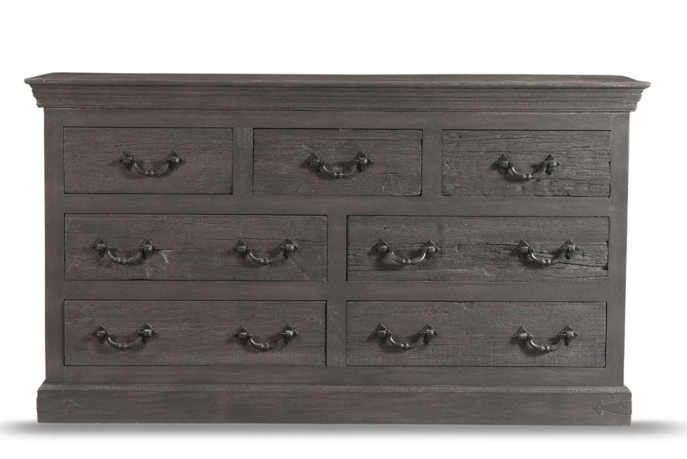 64" Brown Solid Wood Seven Drawer Double Dresser HomeRoots