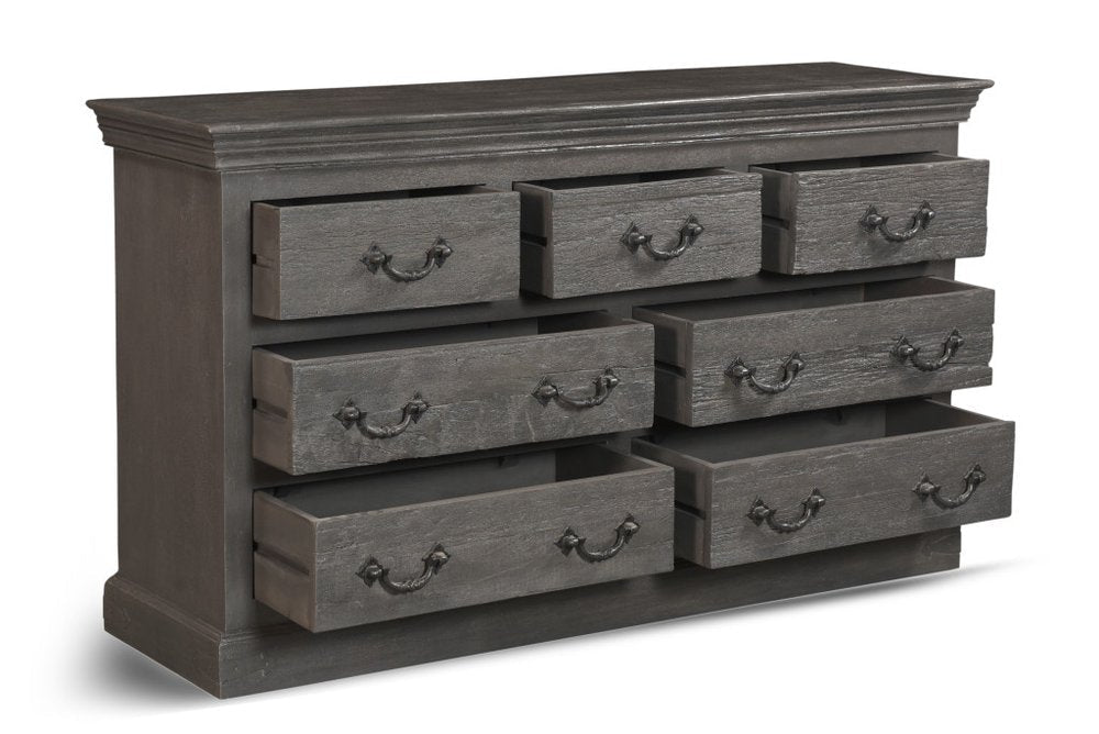 64" Brown Solid Wood Seven Drawer Double Dresser HomeRoots