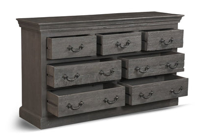 64" Brown Solid Wood Seven Drawer Double Dresser HomeRoots